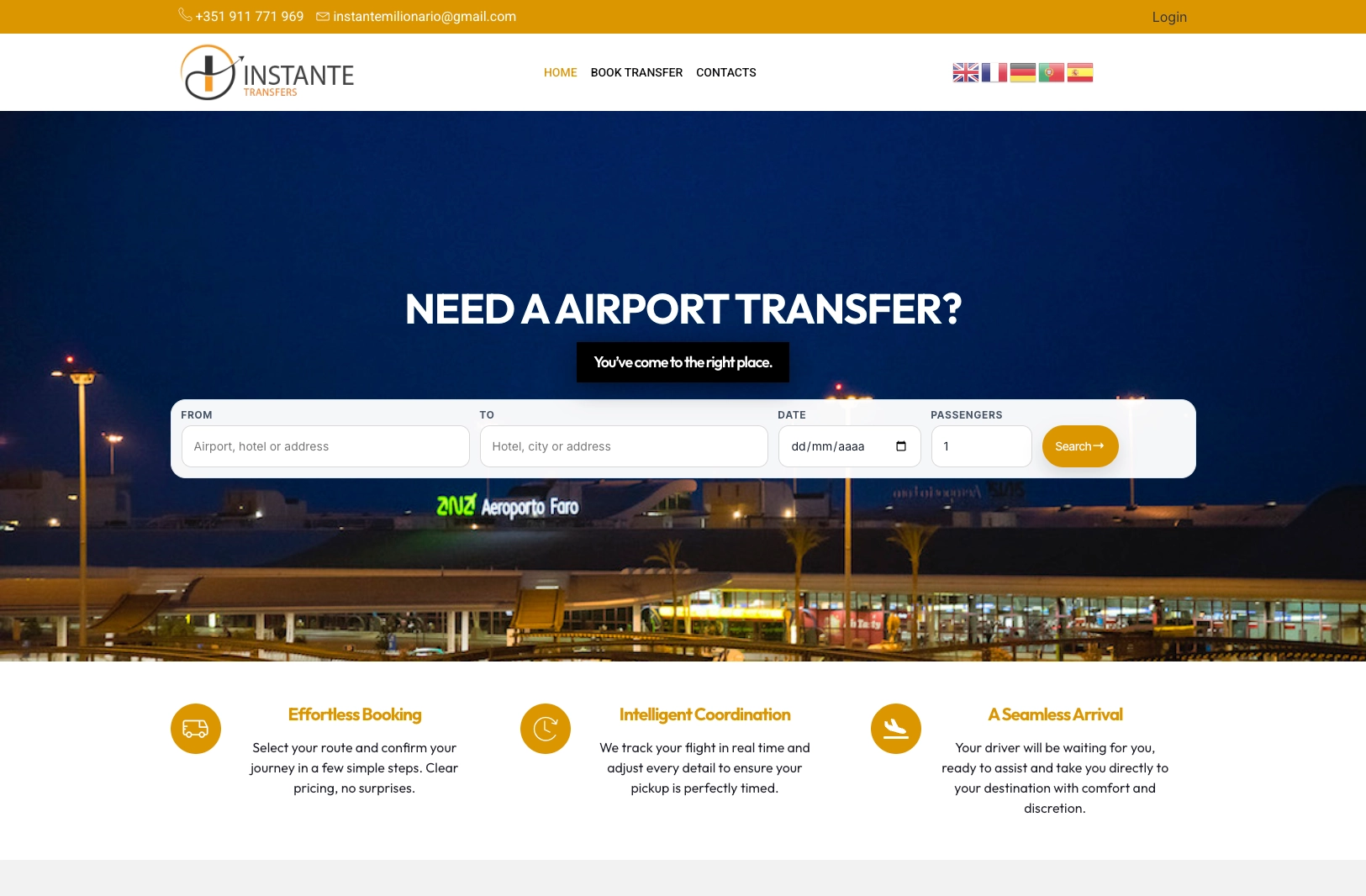Instante Transfers — Website profissional