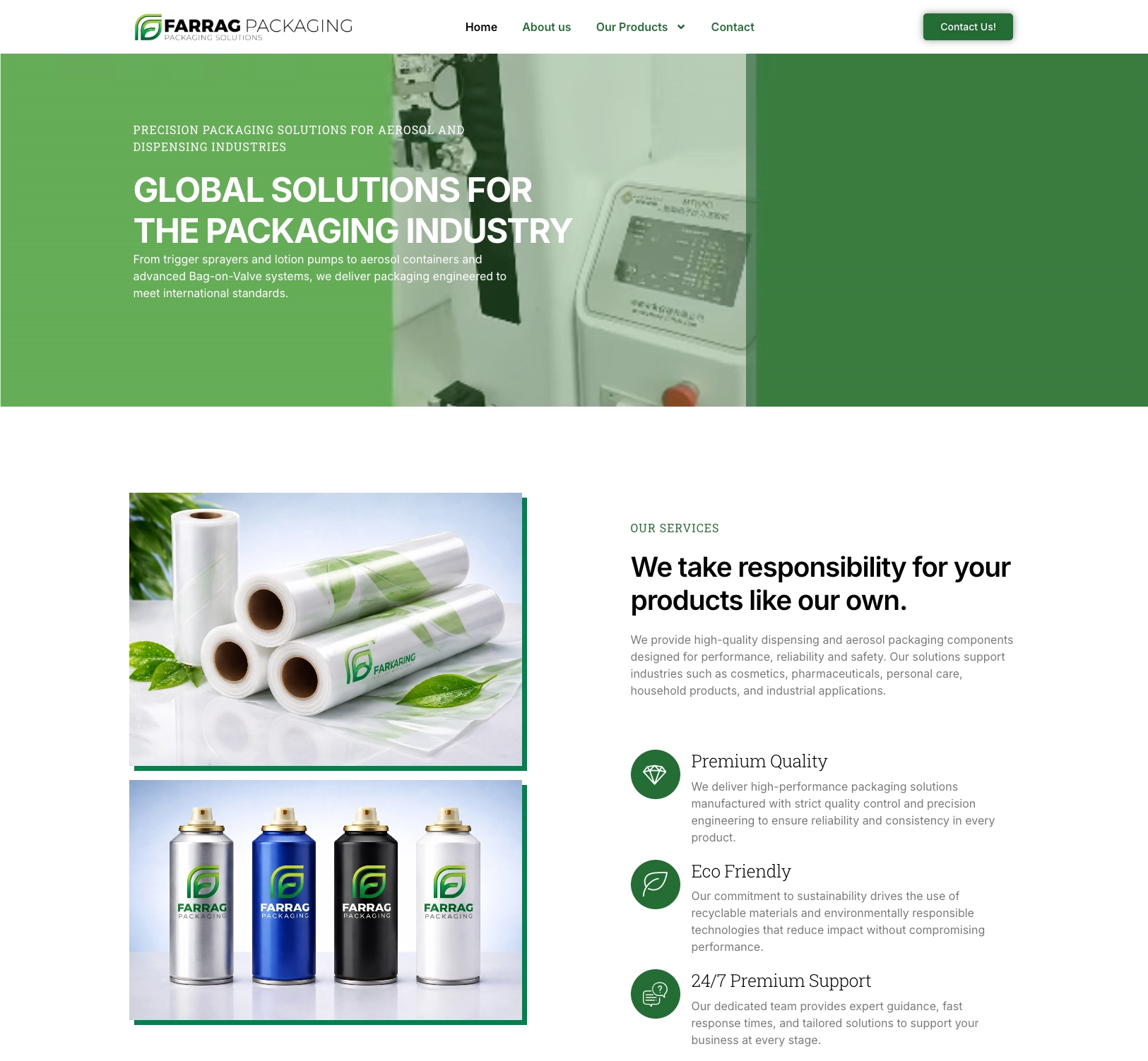 Farrag Packaging — Website profissional