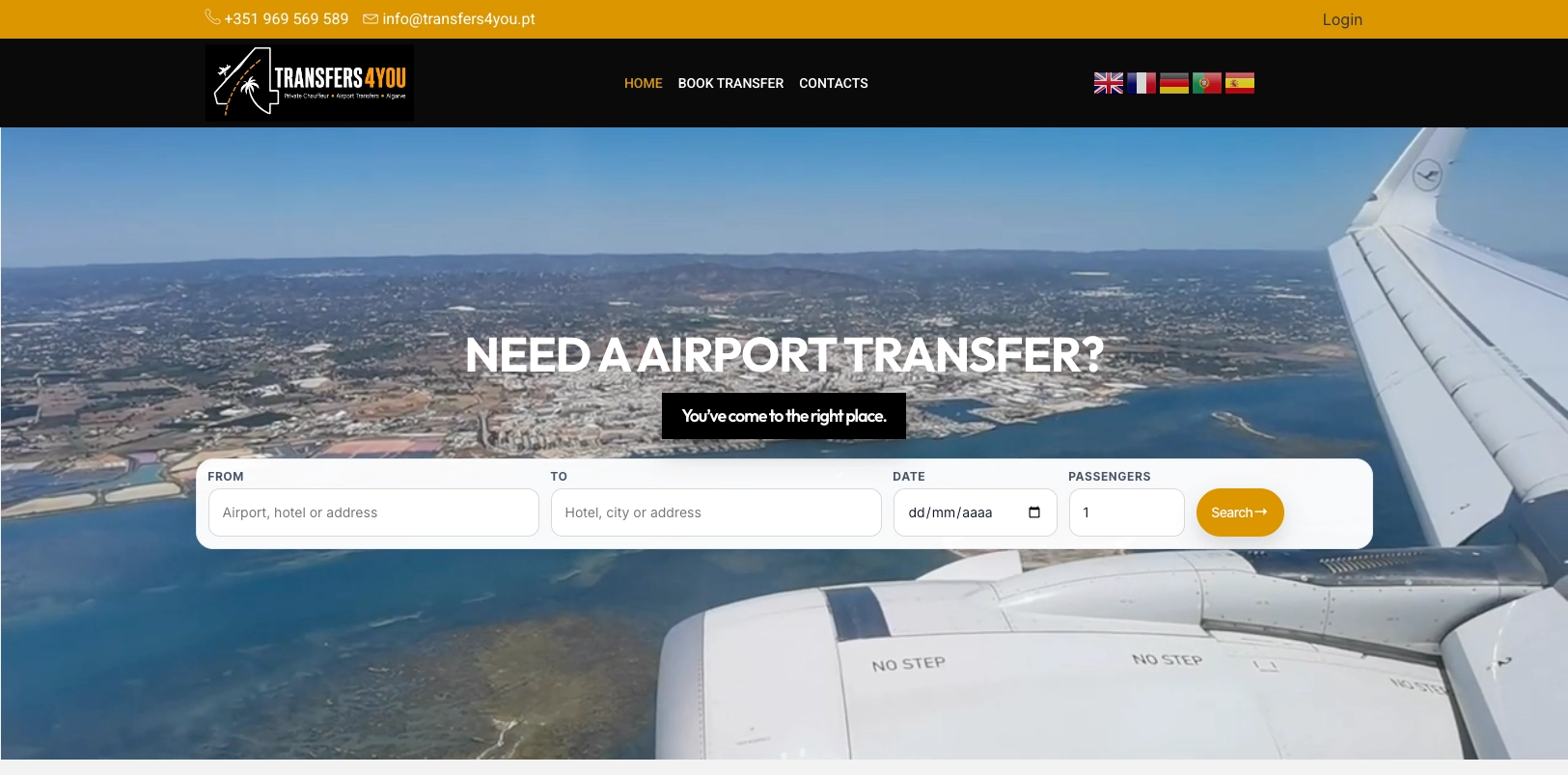 Transfers4You — Website profissional