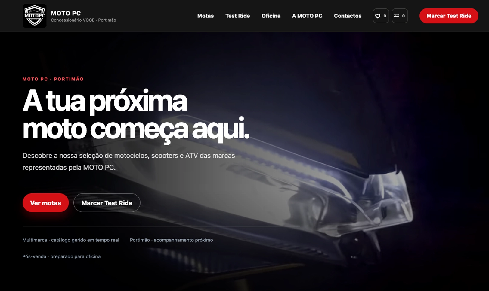 Moto PC — Website para o setor das duas rodas