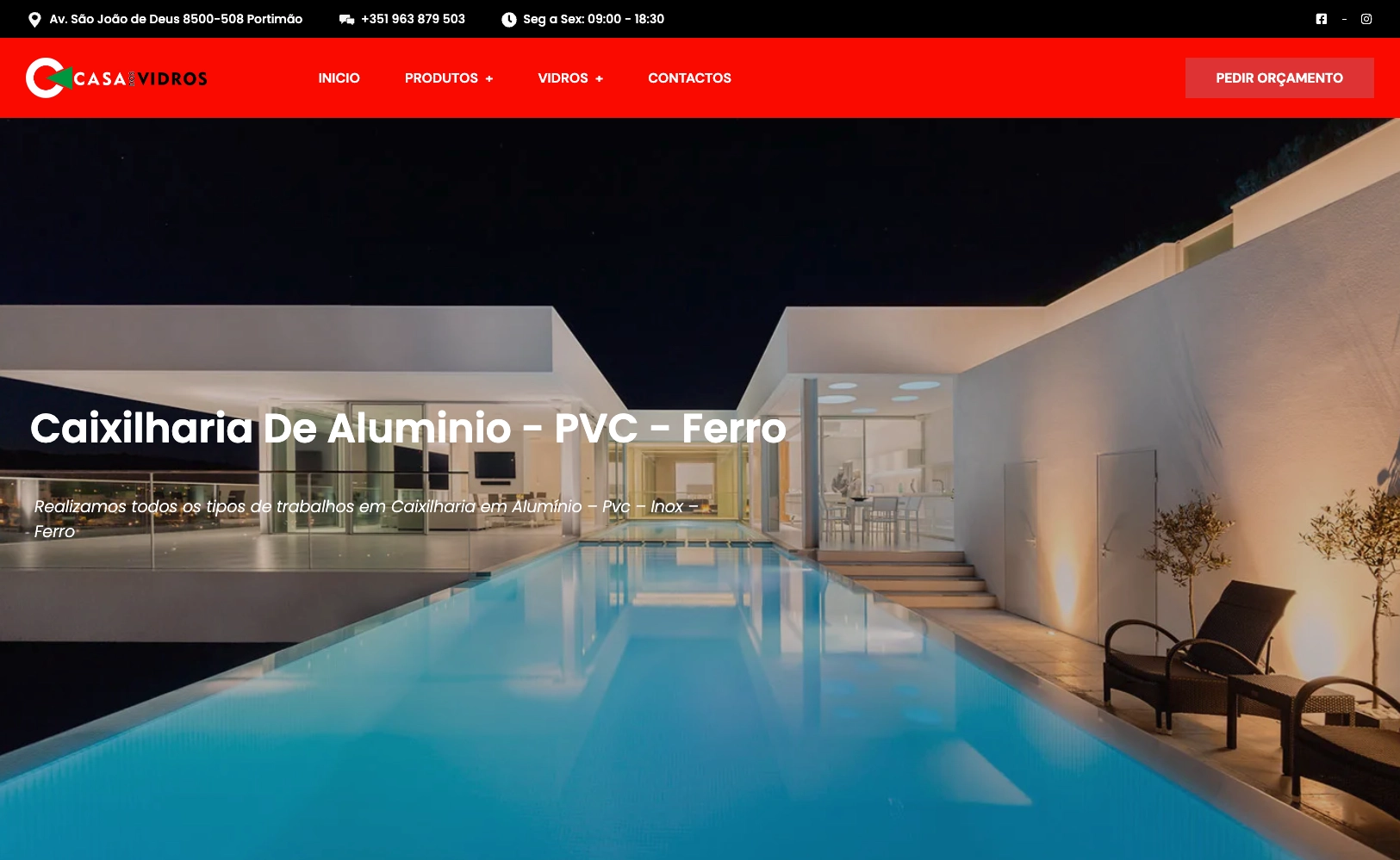 Casa dos Vidros — Website profissional